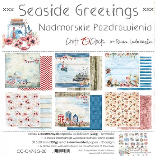 12x12\" paperipakkaus, Craft O\'Clock: Seaside Greetings