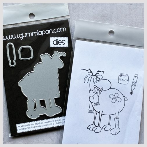 Gummiapan stamp and cutting die: Sick Reindeer