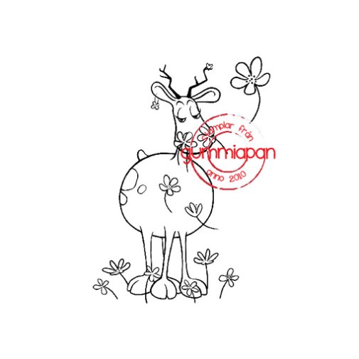 Gummiapan -leimasin: Smell the Flower Deer