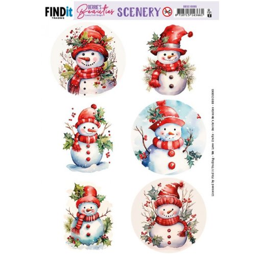 Topper sheet A4: Snowmen - circle