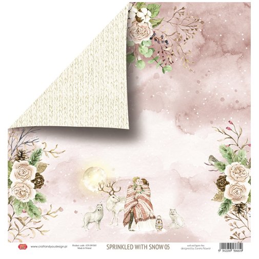 Craft & You paper sheet 12x12\": Sprinkled with Snow 05