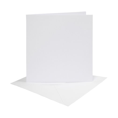 Square cards and envelopes, white, 4 pcs