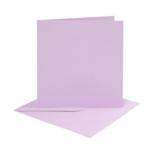 Square cards and envelopes, light purple, 4 pcs