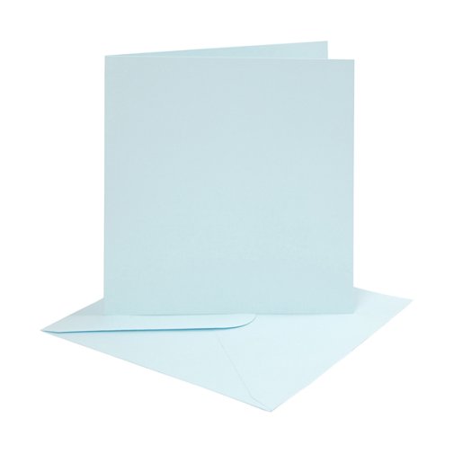 Square cards and envelopes, light blue, 4 pcs
