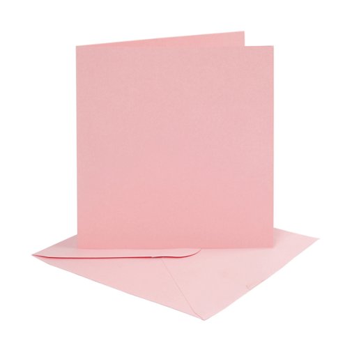Square cards and envelopes, pink, 4 pcs