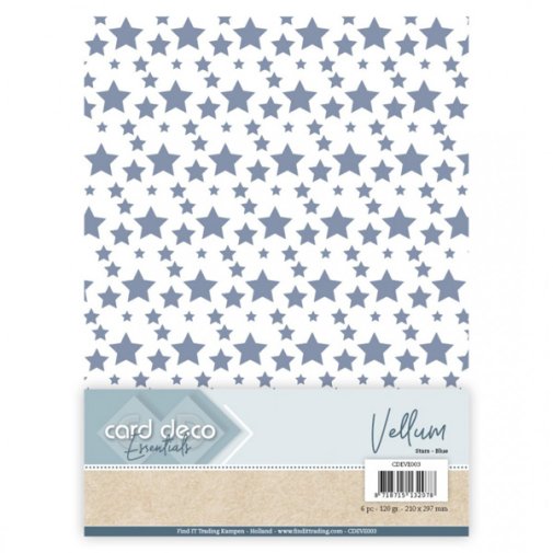 Kuultopaperiarkit (vellum)  A4: Tähdet, sininen