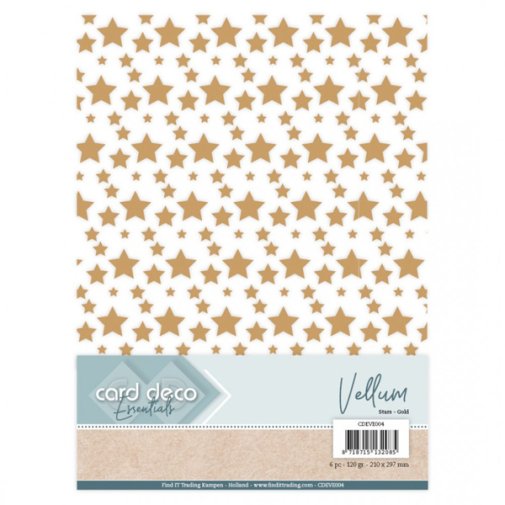 Kuultopaperiarkit (vellum)  A4: Tähdet, kulta