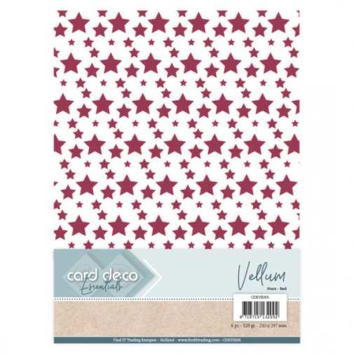 Kuultopaperiarkit (vellum)  A4: Tähdet, punainen