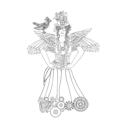 LCD -stamp: Fly with bird steampunk