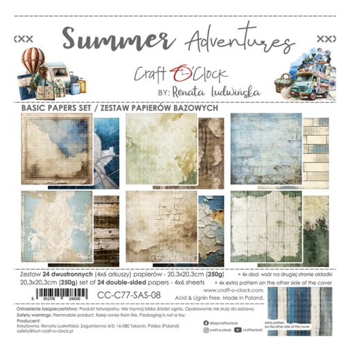 8x8\" paper pack, Craft O\'Clock: Summer Adventure - basic