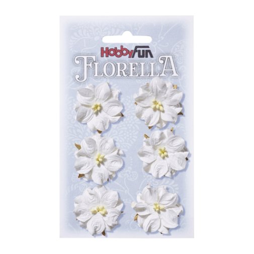 Florella -paperikukat: valkoinen, 6 kpl