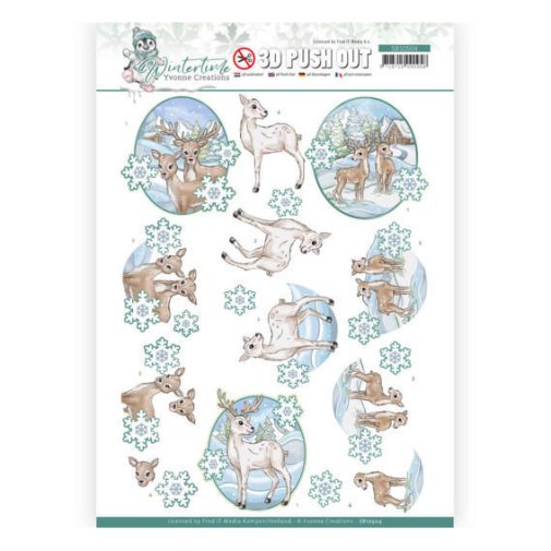 3d sheet, push-out (YC): Winter Time - Deer